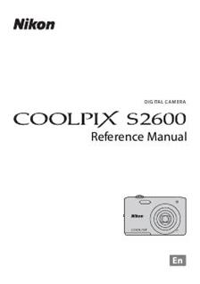 Nikon Coolpix S2600 manual. Camera Instructions.